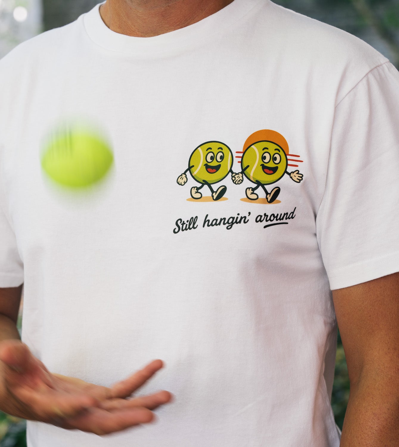 Tennis Ball Recycling T-Shirt: "Still Hanging Around"