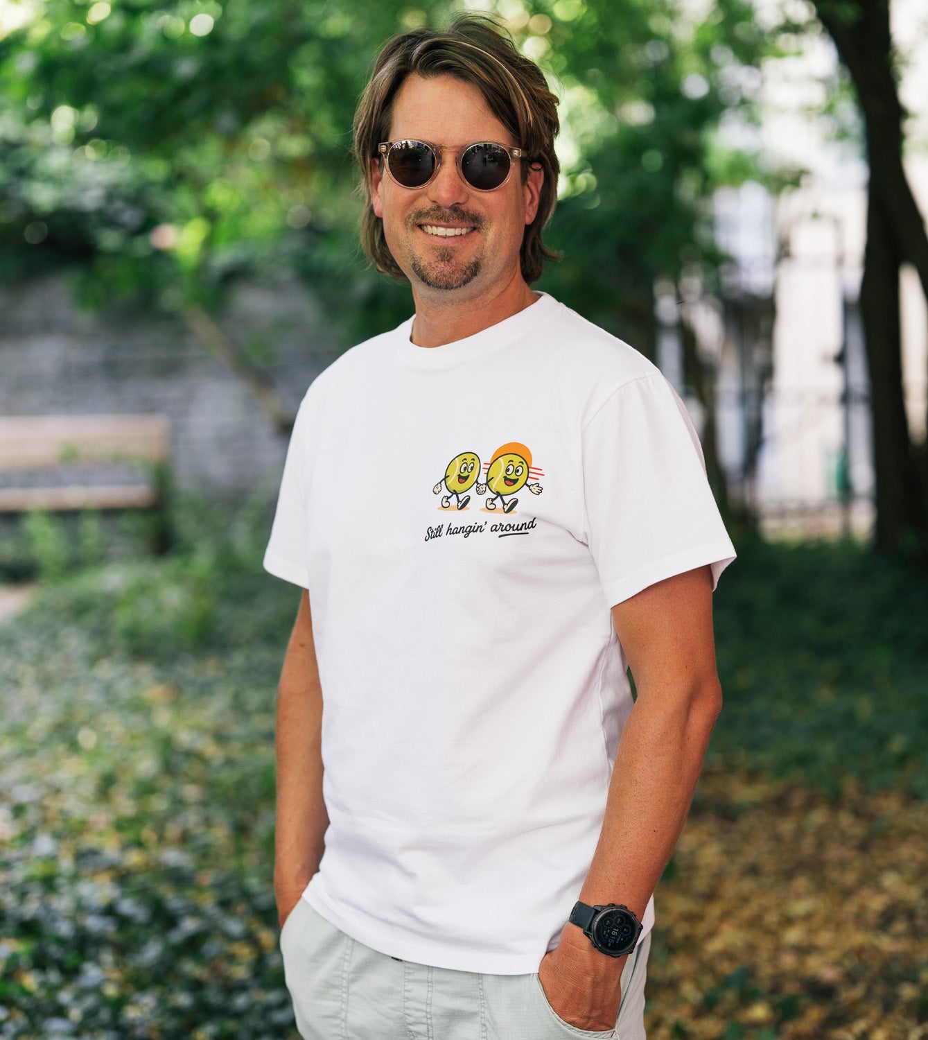 Tennis Ball Recycling T-Shirt: "Still Hanging Around"