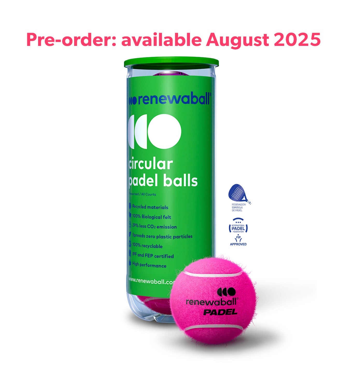 Renewaball | Padelbälle aus recyceltem Material 3 Padelbälle Pink