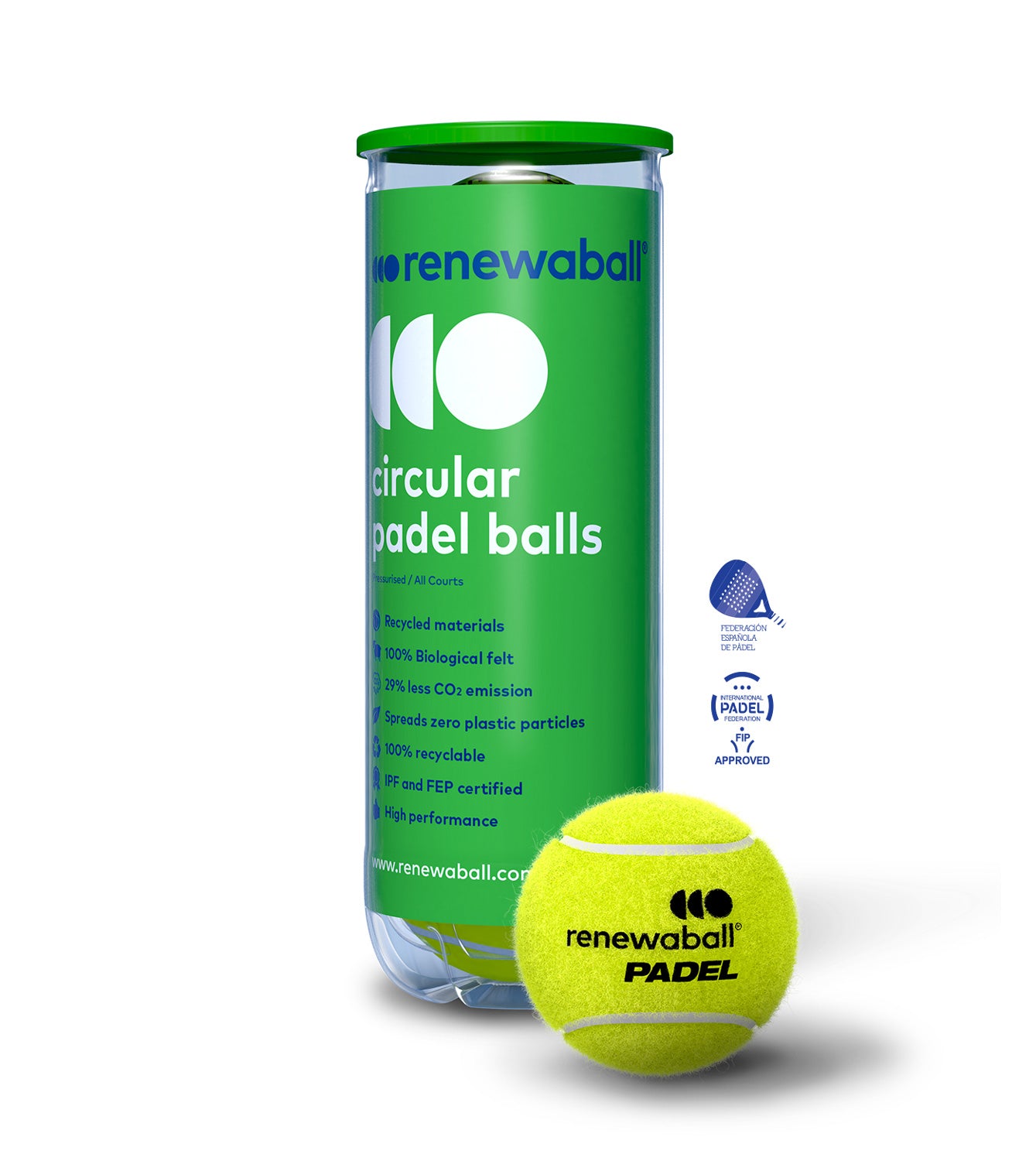Renewaball | Palline da padel in materiale riciclato 3 palline da padel gialle